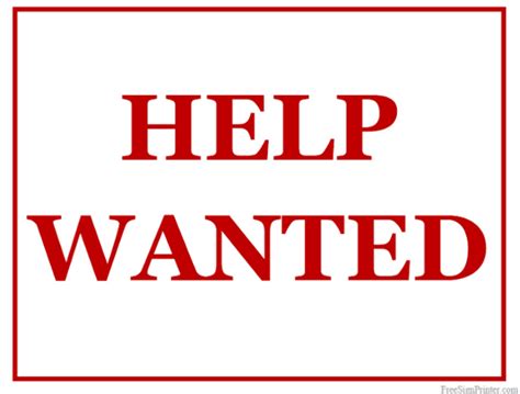 Printable Help Wanted Sign